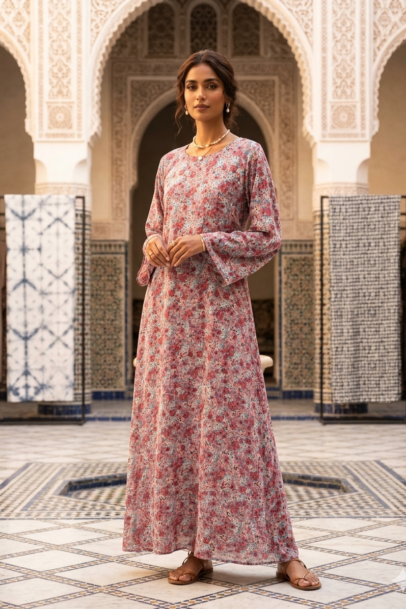 Double Layer Digital Printed Abaya