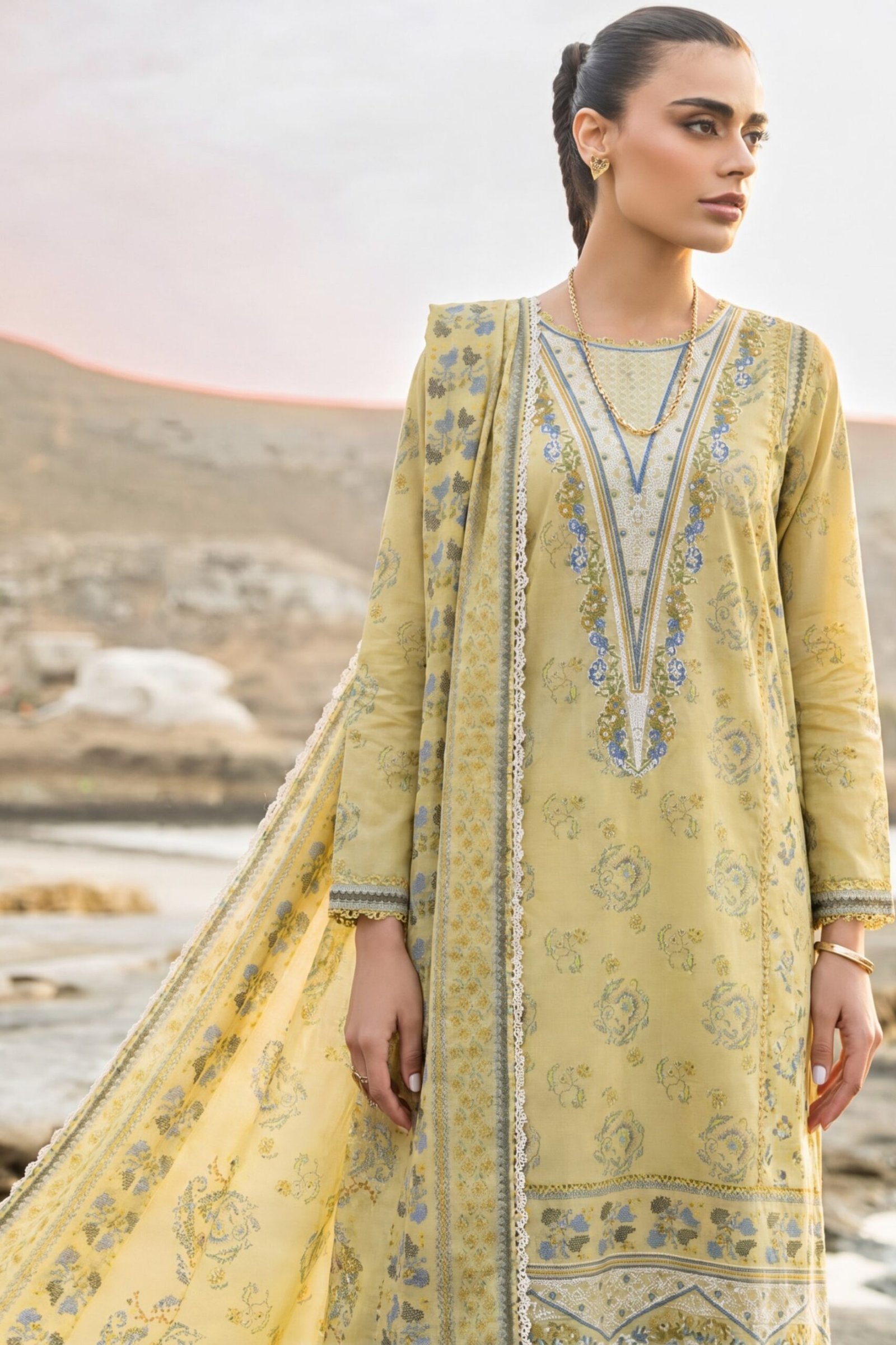 3 Piece, Unstiched, Digital Printed Lawn - Image 3